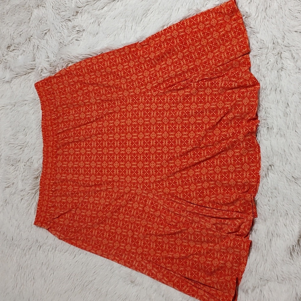 Cato Woman Swingy Pull-On Midi Skirt Coral & Orange Stretch Flare Size 18/20W - Picture 5 of 10